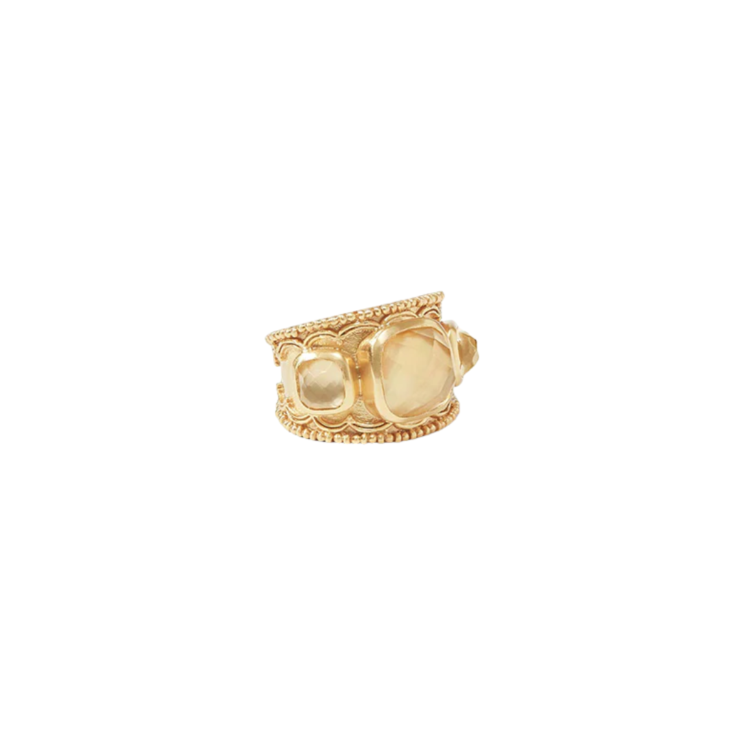 Julie Vos Trieste Statement Ring- Gold- Iridescent Champagne- Size 7