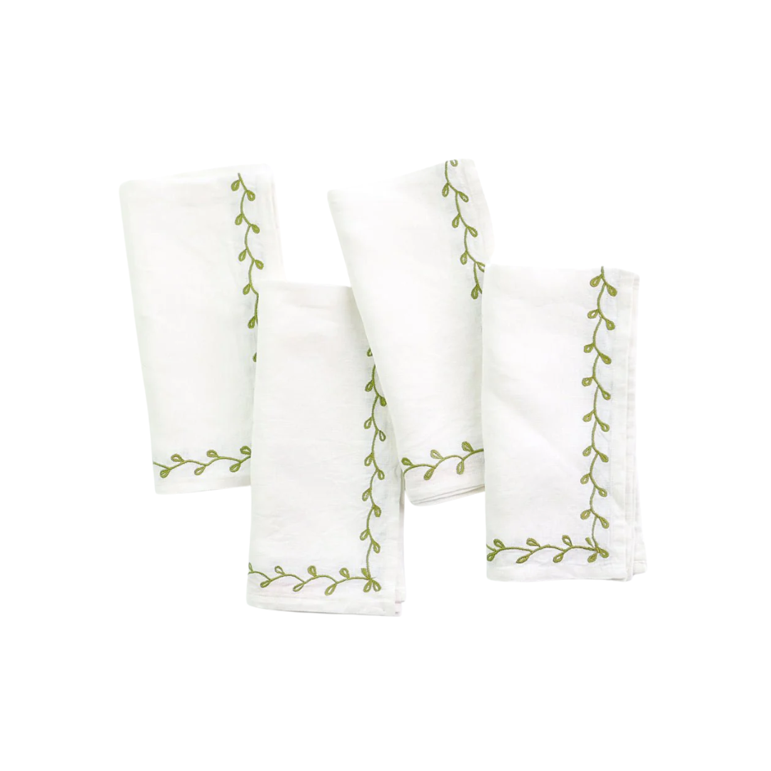 Pomegranate Twig & Bud Moss Napkins - Set of 4