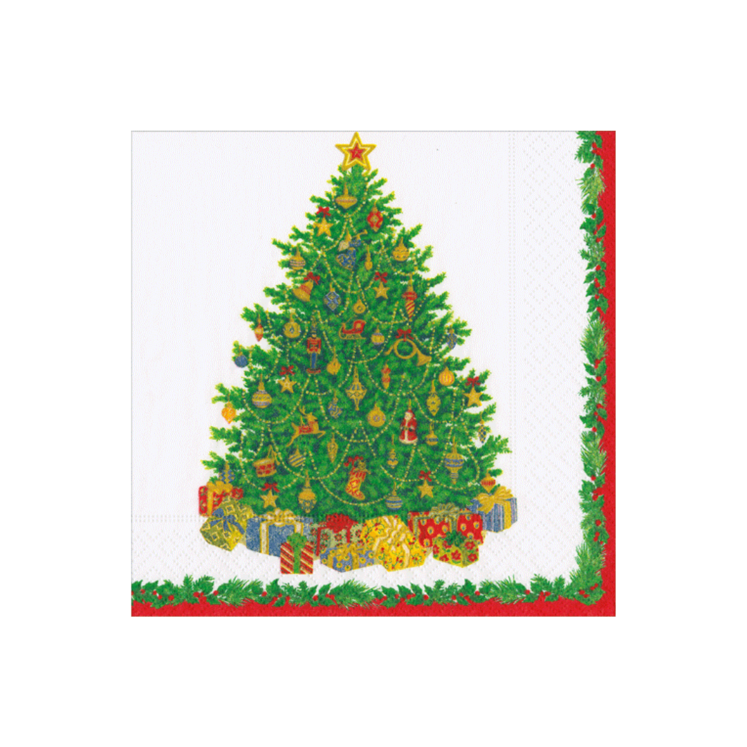 Caspari Christmas Tree Cocktail Napkins