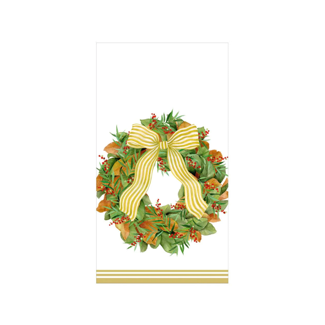 Caspari Magnolia Wreath Guest Towels