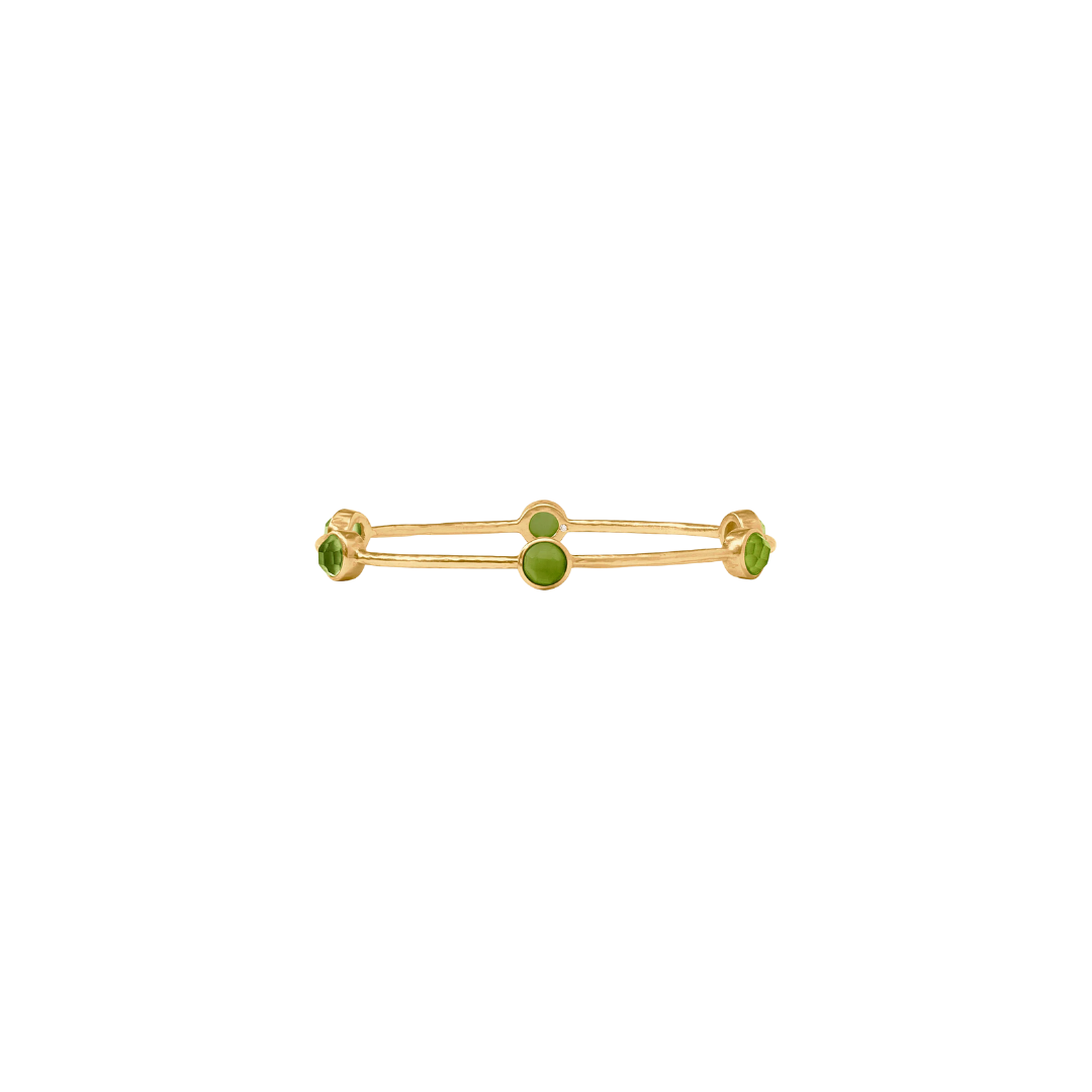 Julie Vos Milano Luxe Gold Bangle - Iridecent Palmetto Green