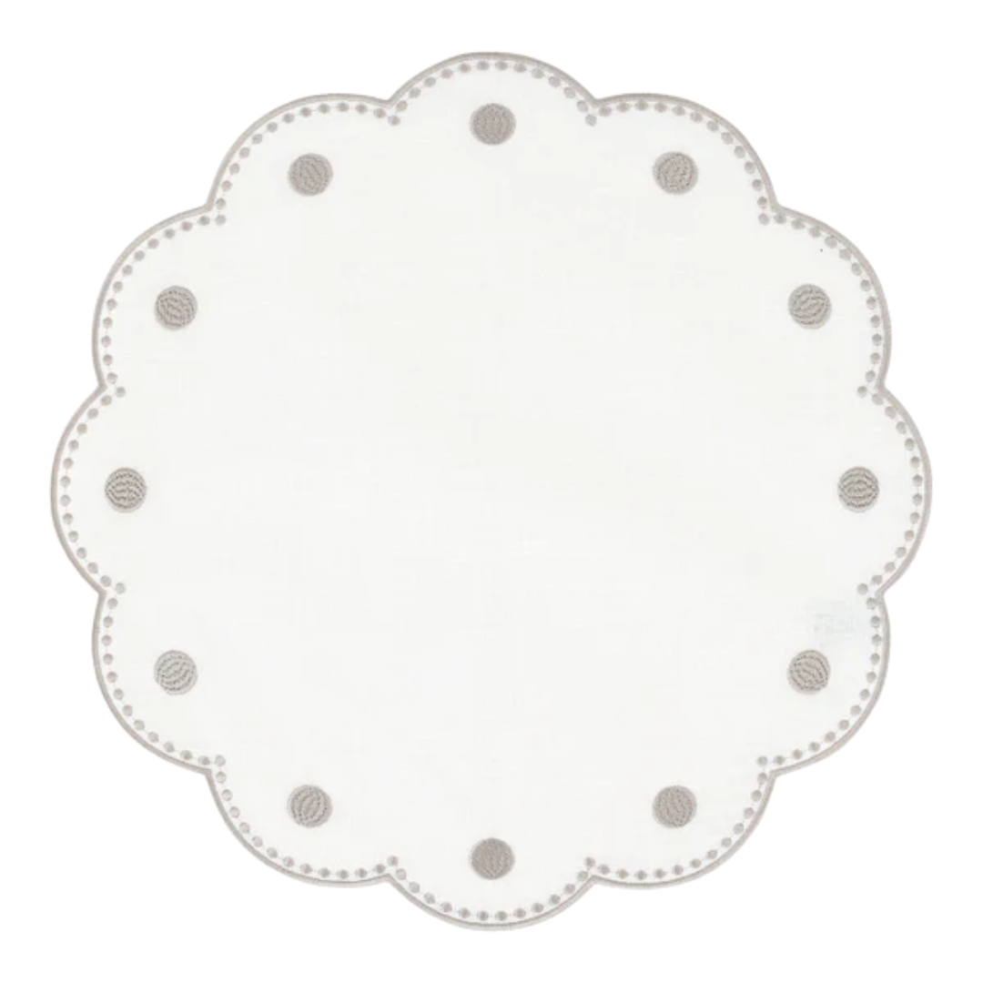 Vietri Tessuti White Round Placemats with Natural Dots