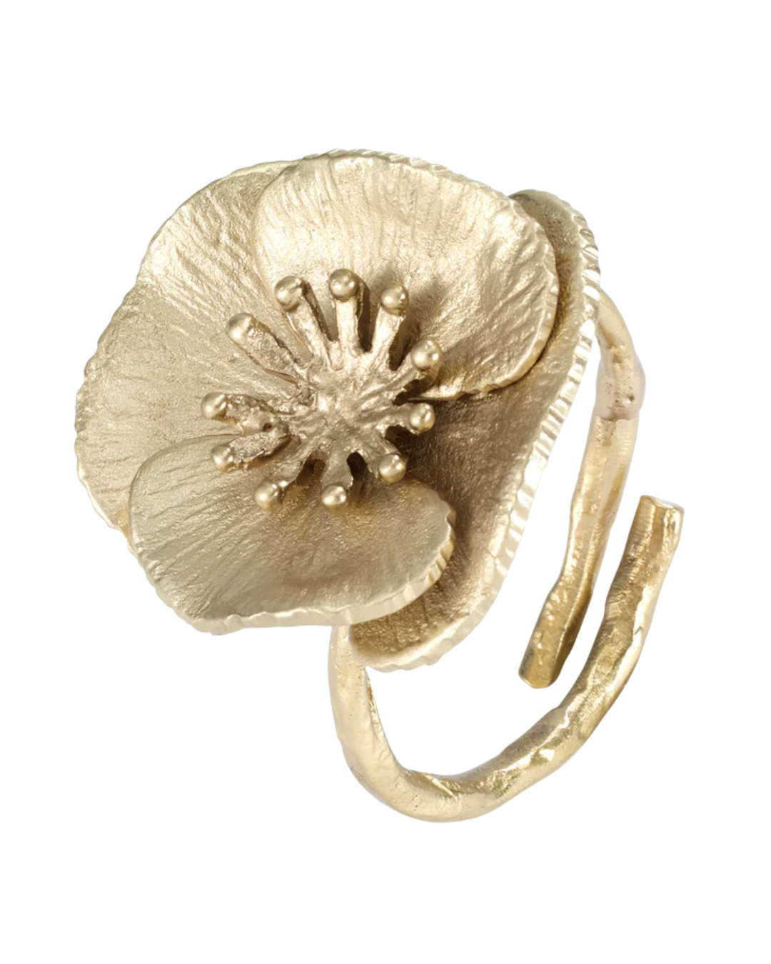 Gold Poppy Flower Napkin Ring