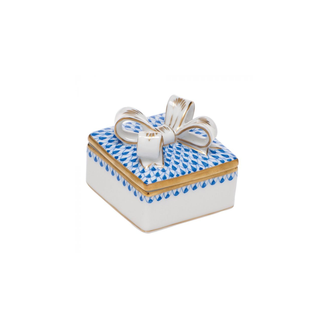 Herend Box With Bow - Blue