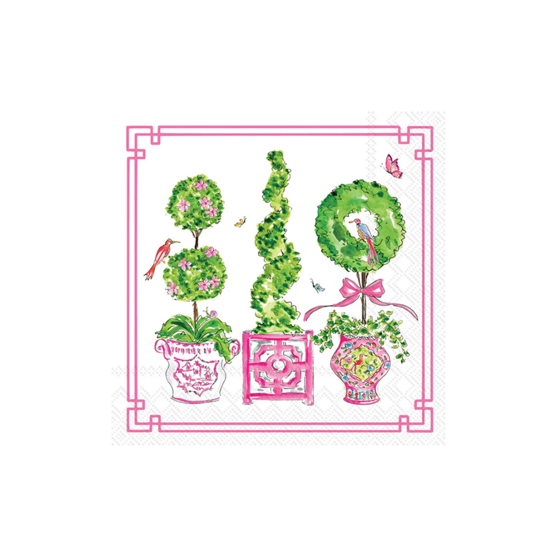 Pink Topiaries Cocktail Napkins