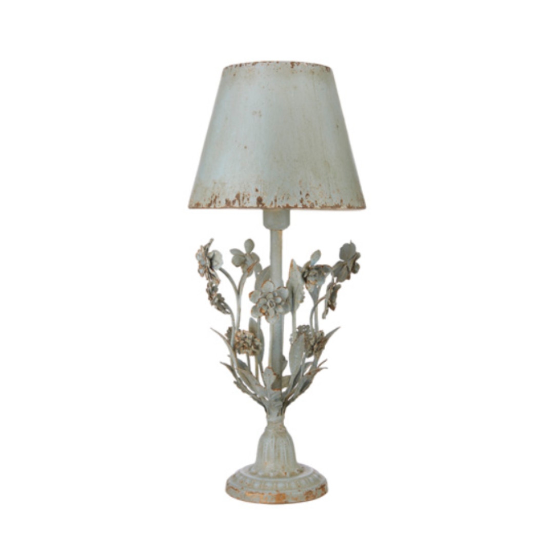 Distressed Floral Lamp with Shade