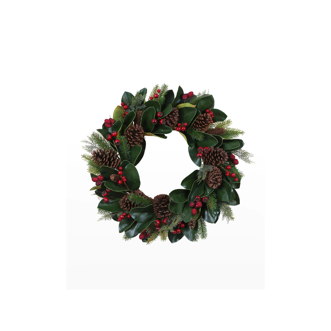 Christmas Magnolia with Berry Cone Wreath
