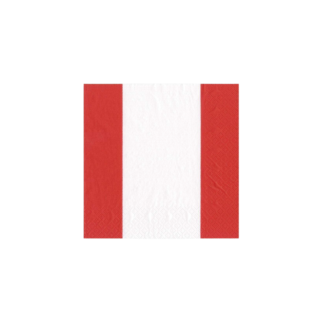 Caspari Bandol Stripe Paper Luncheon Napkins - Red and White