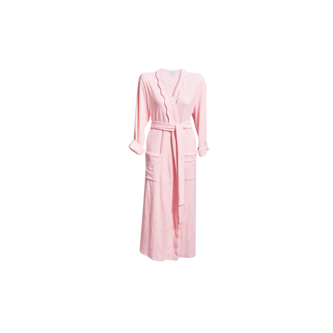 Weezie Women's French Terry Long Robe - Pink
