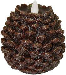 4"x4" Moving Flame Frosted Pinecone Candle
