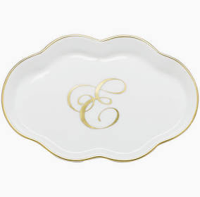 Scalloped Tray with Monogram - E