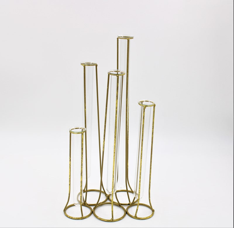 Gold Round Test Tube Vase