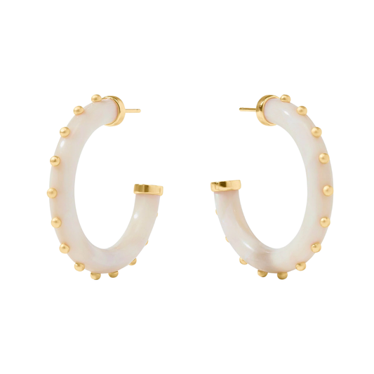 Julie Vos Colette Gold and Acrylic Hoop - Alabaster - L
