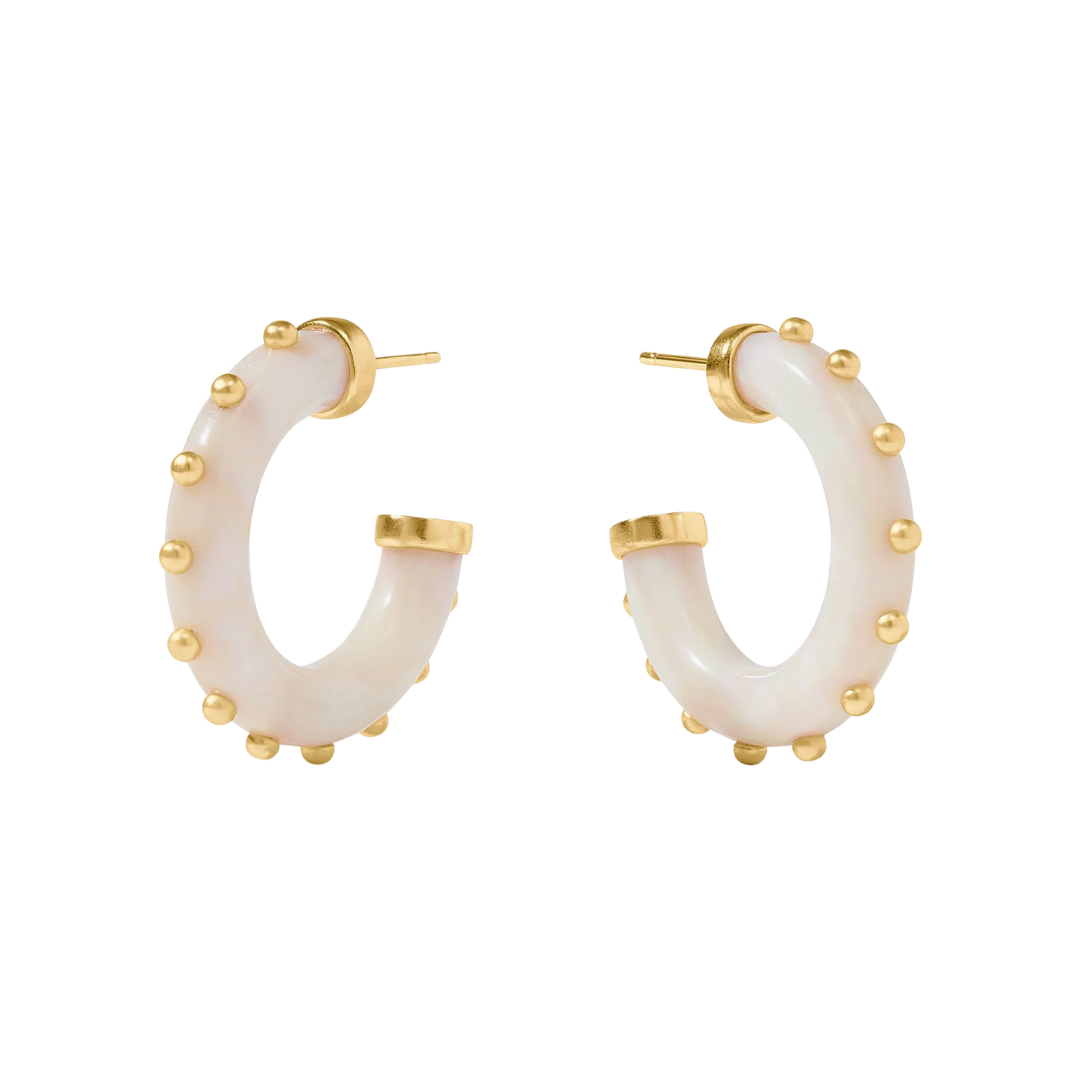 Julie Vos Colette Gold and Acrylic Hoop - Alabaster - M
