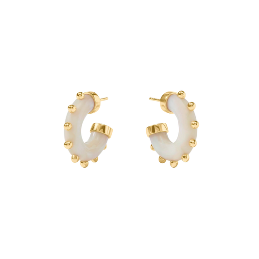 Julie Vos Colette Gold and Acrylic Hoop - Alabaster - S