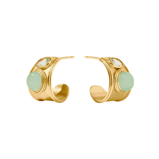 Julie Vos Portofino Stone Gold Hoop - Aqua Jade - OS