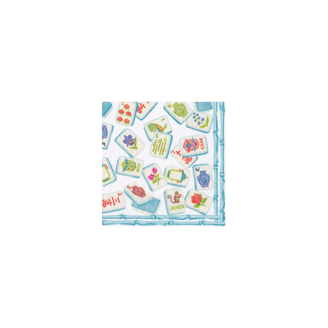 Caspari Robin's Egg Mahjong Beverage Napkin