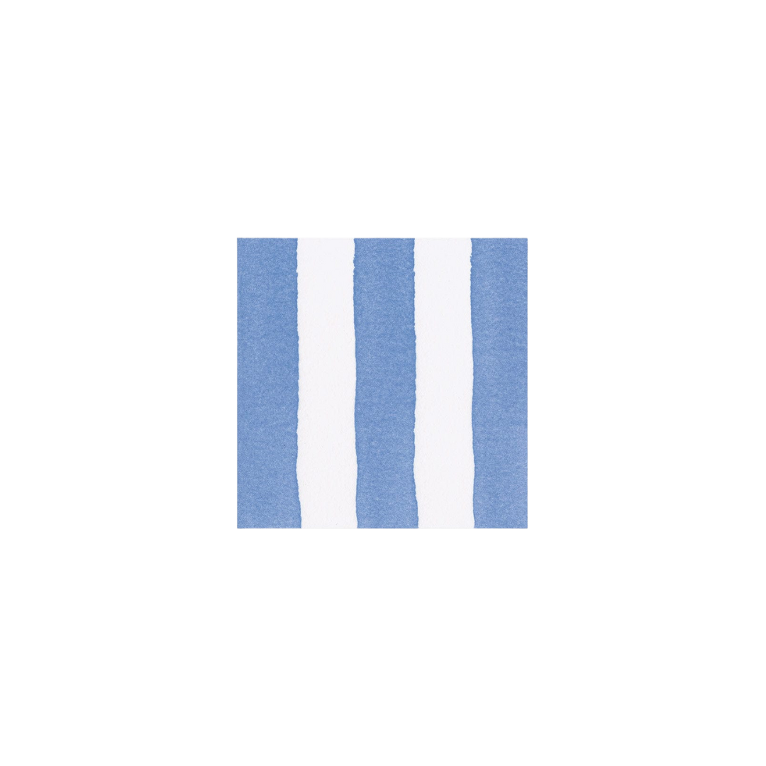 Caspari Cafe Stripe Blue Cocktail Napkin