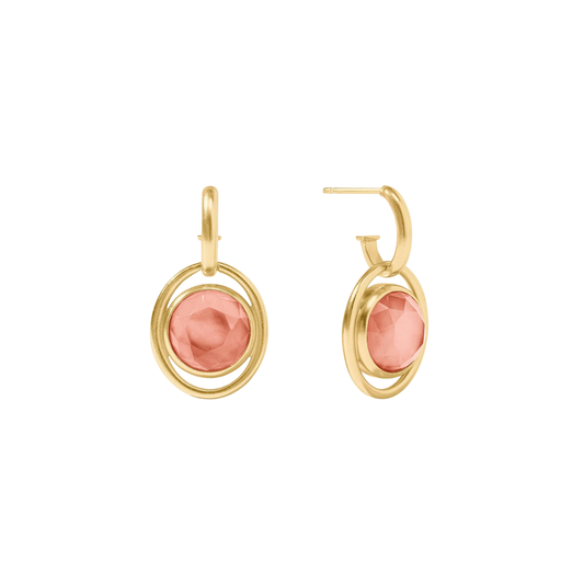 Julie Vos Laguna Hoop & Charm Gold Earring - Iridescent Melon