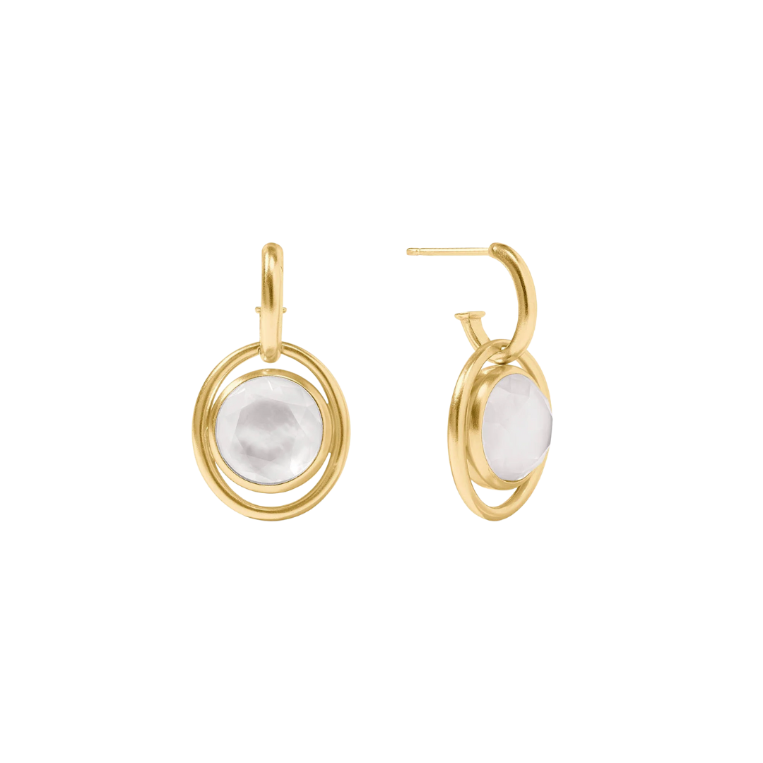 Julie Vos Laguna Hoop & Charm Gold Earring - Iridescent Clear Crystal