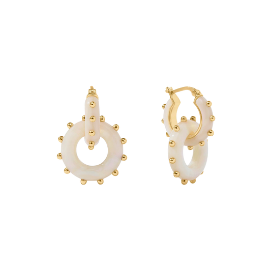 Julie Vos Colette 2-in-1 Gold and Acrylic Earring - Alabaster