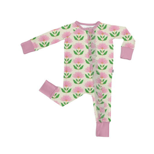 Goosies Zip PJs - Pink Block Flower