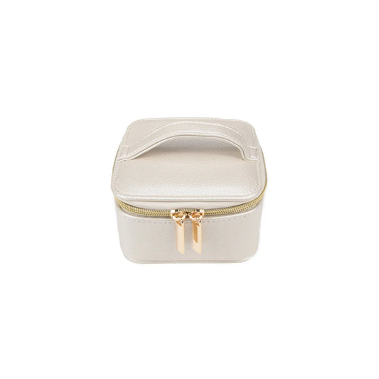 Leah Travel Jewelry Case With Pouch (Pearl White)