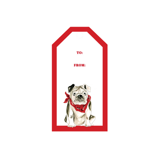 Bulldog with Red & Black Bandana Gift Tag