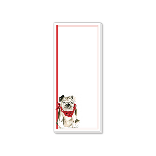 Skinny Notepad - Bulldog with Red Bandana