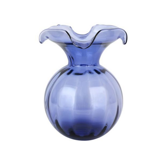 Vietri Hibiscus Glass Indigo Medium Fluted Vase