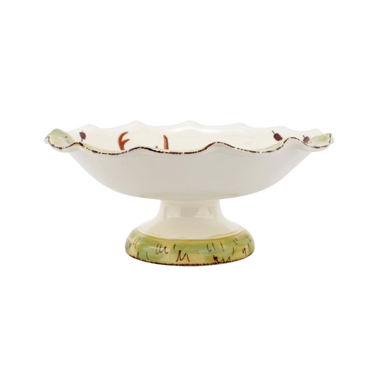 Vietri Wildlife Footed Deer Pedestal Fruit Bowl