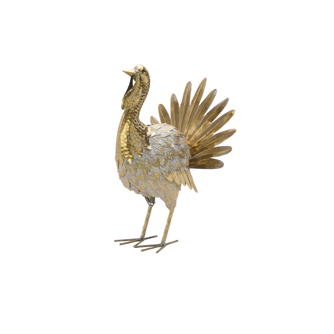 Galvanized Gold Metal Hand-Crafted Turkey