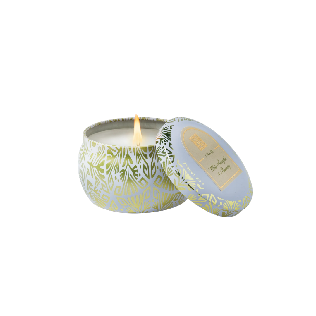 Aromatique White Amaryllis and Rosemary Tin Candle- 4oz