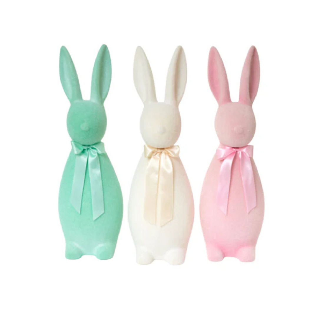 Large Flocked Pastel Button Nose Bunny