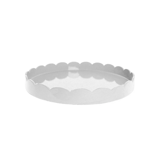 Round Scalloped White Tray 16x16