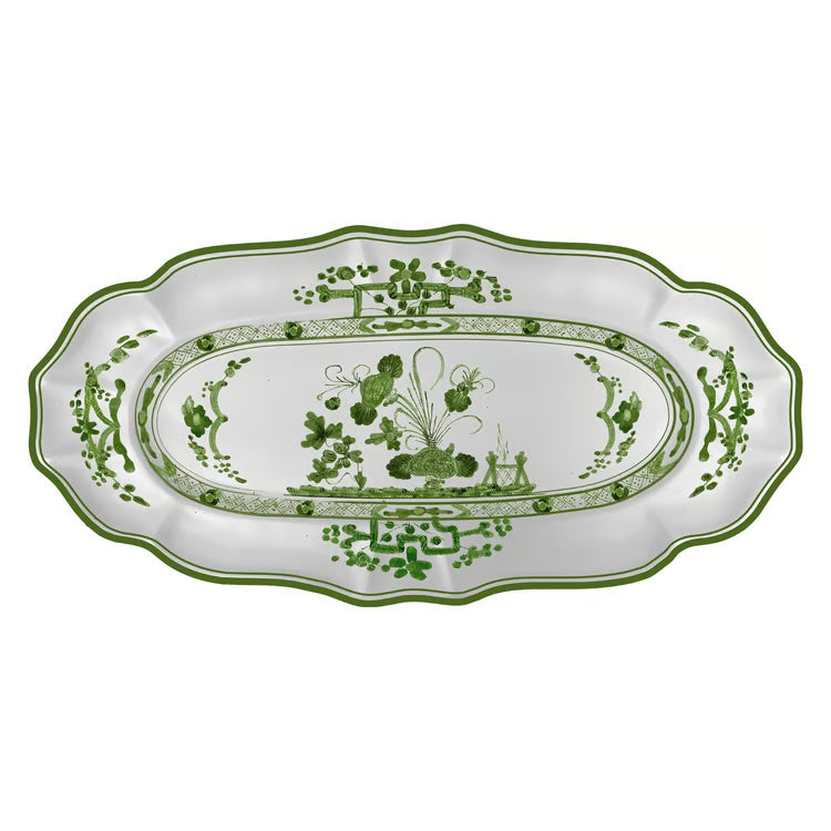 Beatriz Ball VIDA Faenza Long Oval Tray (Green & White)