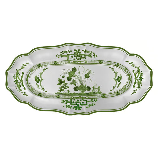 Beatriz Ball VIDA Faenza Long Oval Tray (Green & White)