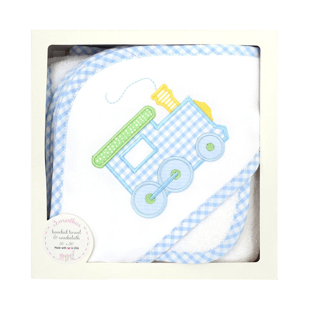 Train Hooded Towel & Washcloth Set