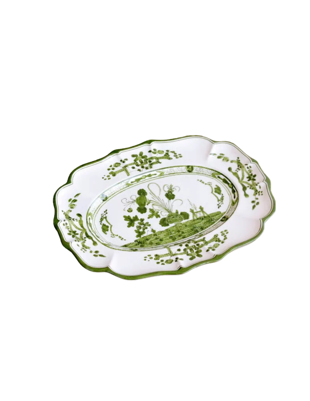 Beatriz Ball Vida Faenza Medium Oval Platter (Green and White)
