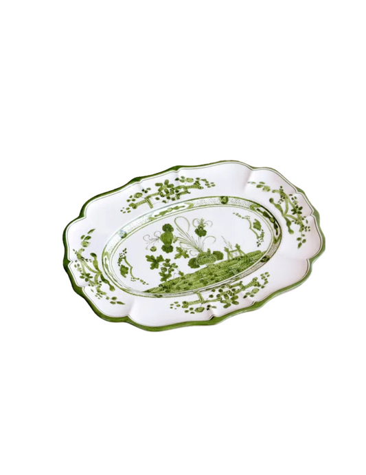 Beatriz Ball Vida Faenza Medium Oval Platter (Green and White)