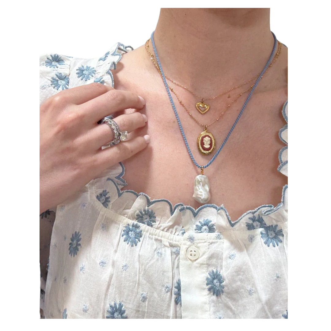 SJ Bailey Cord Necklace with Pearl