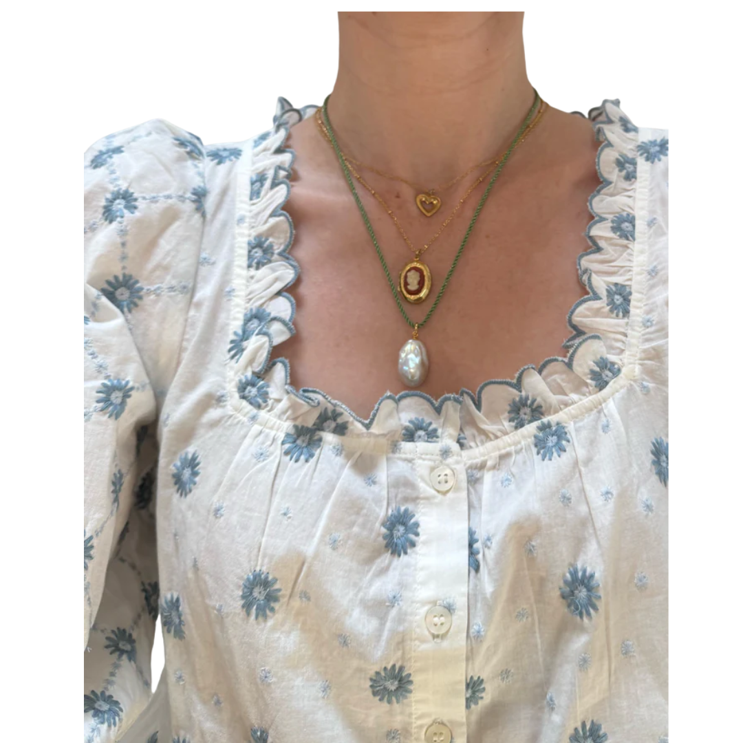 SJ Bailey Cord Necklace with Pearl