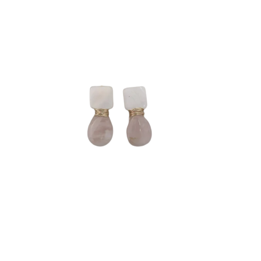 SJ Bailey The Mother of Pearl and Rose Quartz Drops
