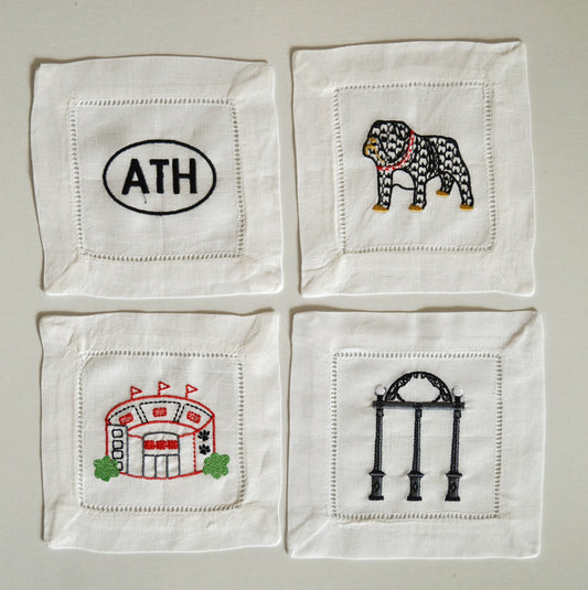 Set of 4 UGA Linen Cocktail Napkins