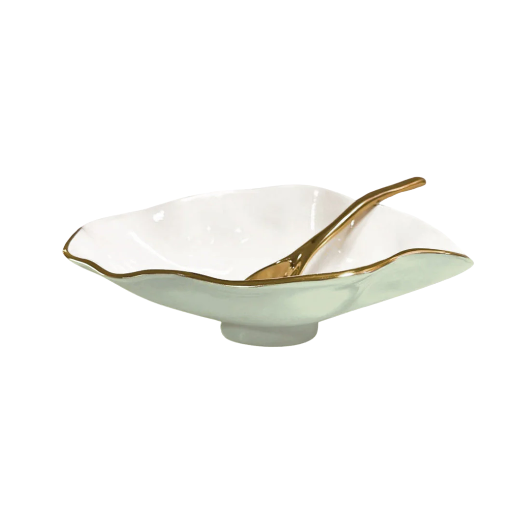 Beatriz Ball Encanto Claire Small Oval Bowl - Cream and White