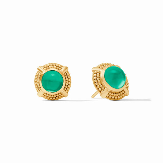 Cabochon Stud - Gold- Iridescent Emerald Green