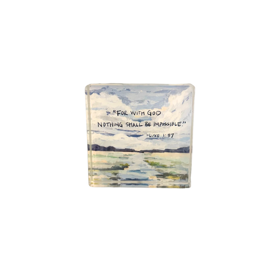 Lauren Dunn Luke 1:37 Acrylic Scripture Block