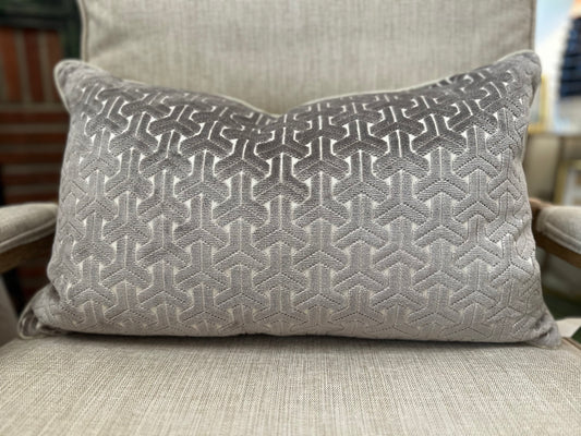 Grey Velvet Lumbar Pillow