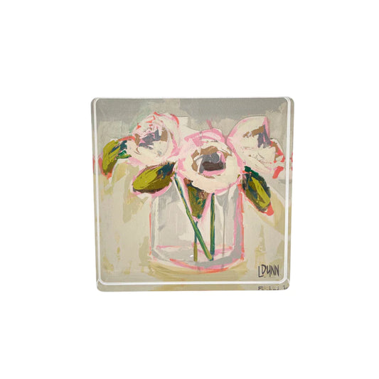 Lauren Dunn Grey Peony Acrylic Block