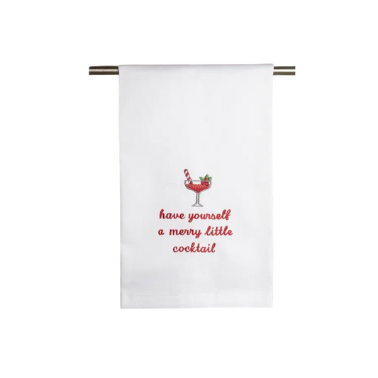 Merry Little Cocktail Embroidered Kitchen Towel